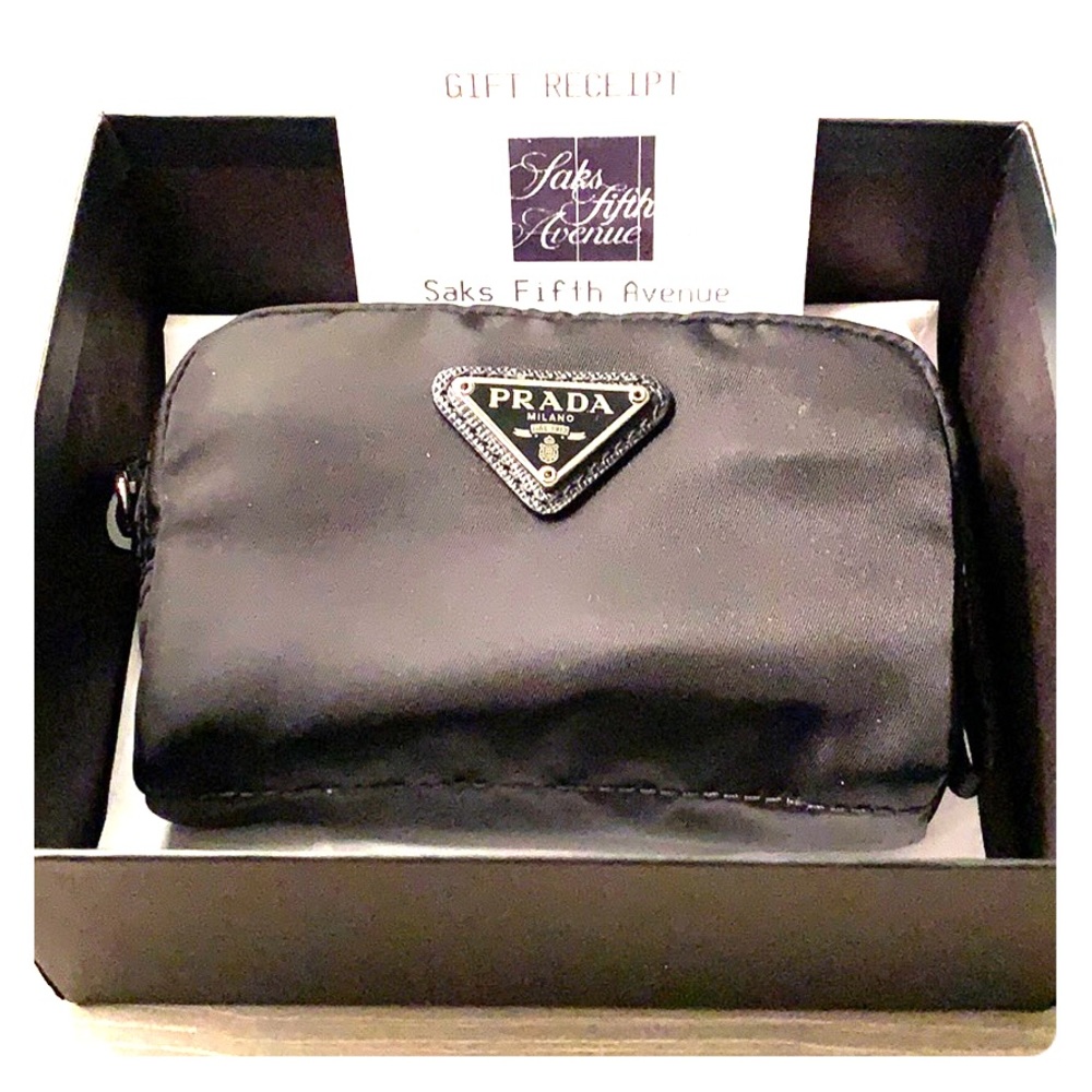 Prada small nylon accessories bag black NWOT